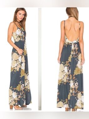 Novella Royale Floral Open Back Boho Rayon Maxi Dress